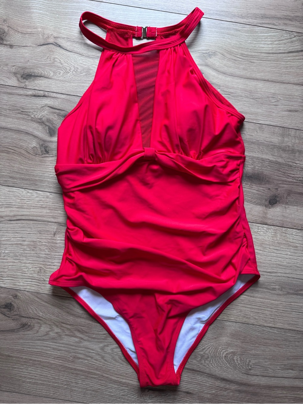 Tempt Me Neck Plunge Sheer Monokini Swimsuit Large